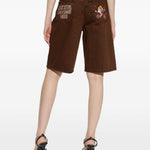 Shorts con ricamo in marrone Carne bollente - uomo 