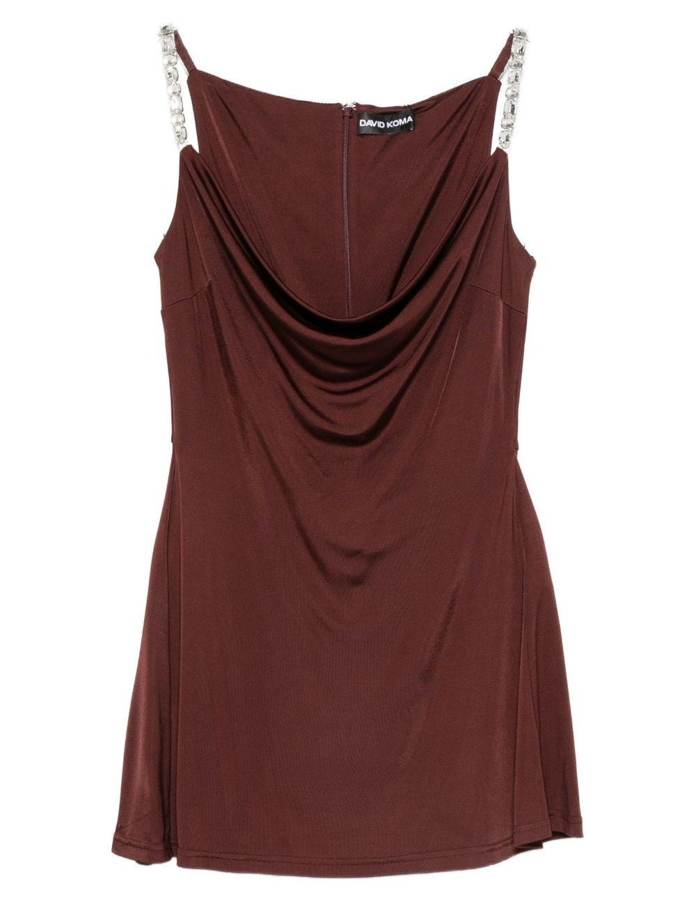 Abito corto con decorazione in marrone David Koma - donna 