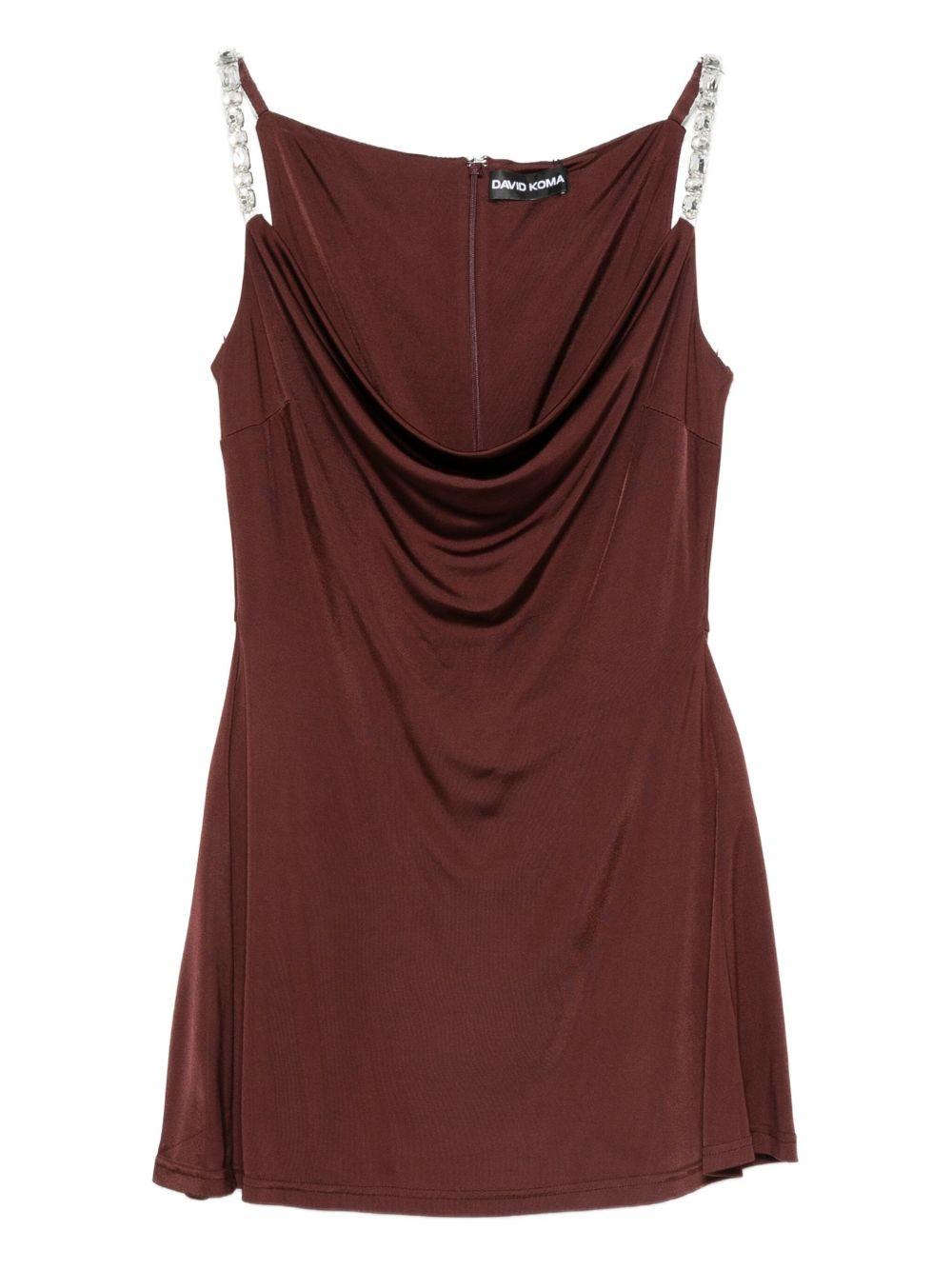 Abito corto con decorazione in marrone David Koma - donna 