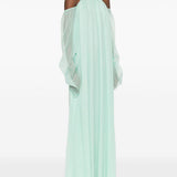 Abito lungo in seta con dettaglio con cristalli in verde acqua Amen - donna 