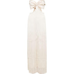 Abito lungo con frange in avorio Bless - donna 