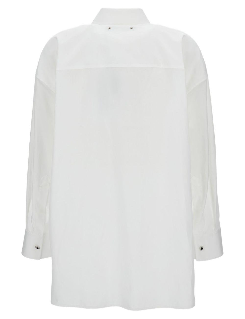 Camicia in popeline con bottoni gioiello e pieghe in bianco Golden goose - donna 