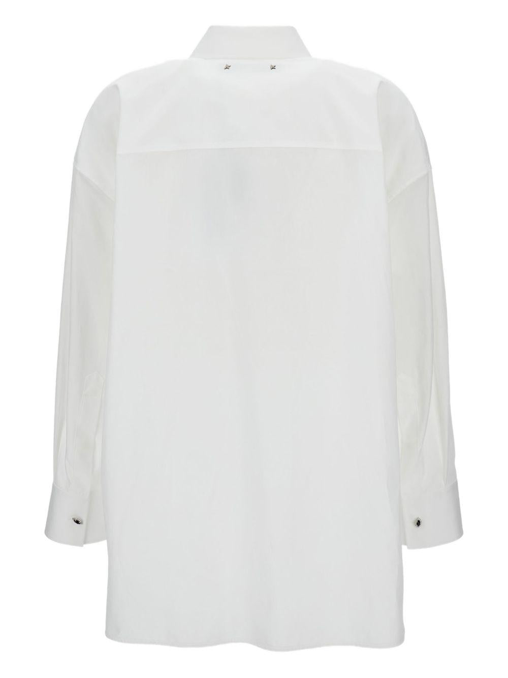 Camicia in popeline con bottoni gioiello e pieghe in bianco Golden goose - donna 