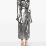 Abito midi lamé in argento - donna 