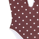 Costume da bagno a pois con scollo a v in marrone Rowen rose - donna 