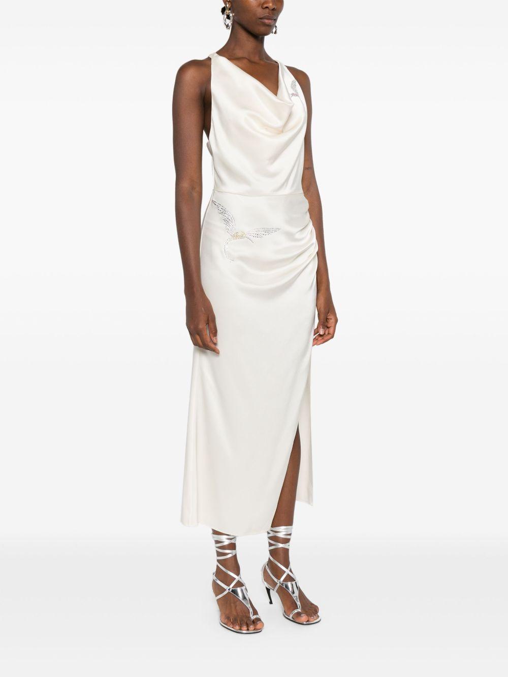 Abito con cristalli e spacco in avorio David koma - donna 