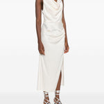 Abito con cristalli e spacco in avorio David koma - donna 