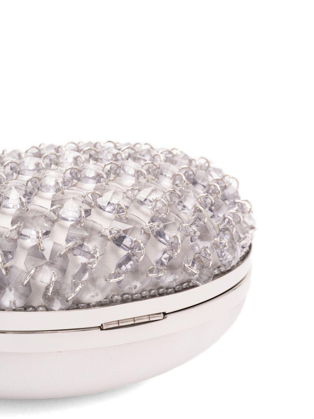 Clutch in raso con crisalli color argento 