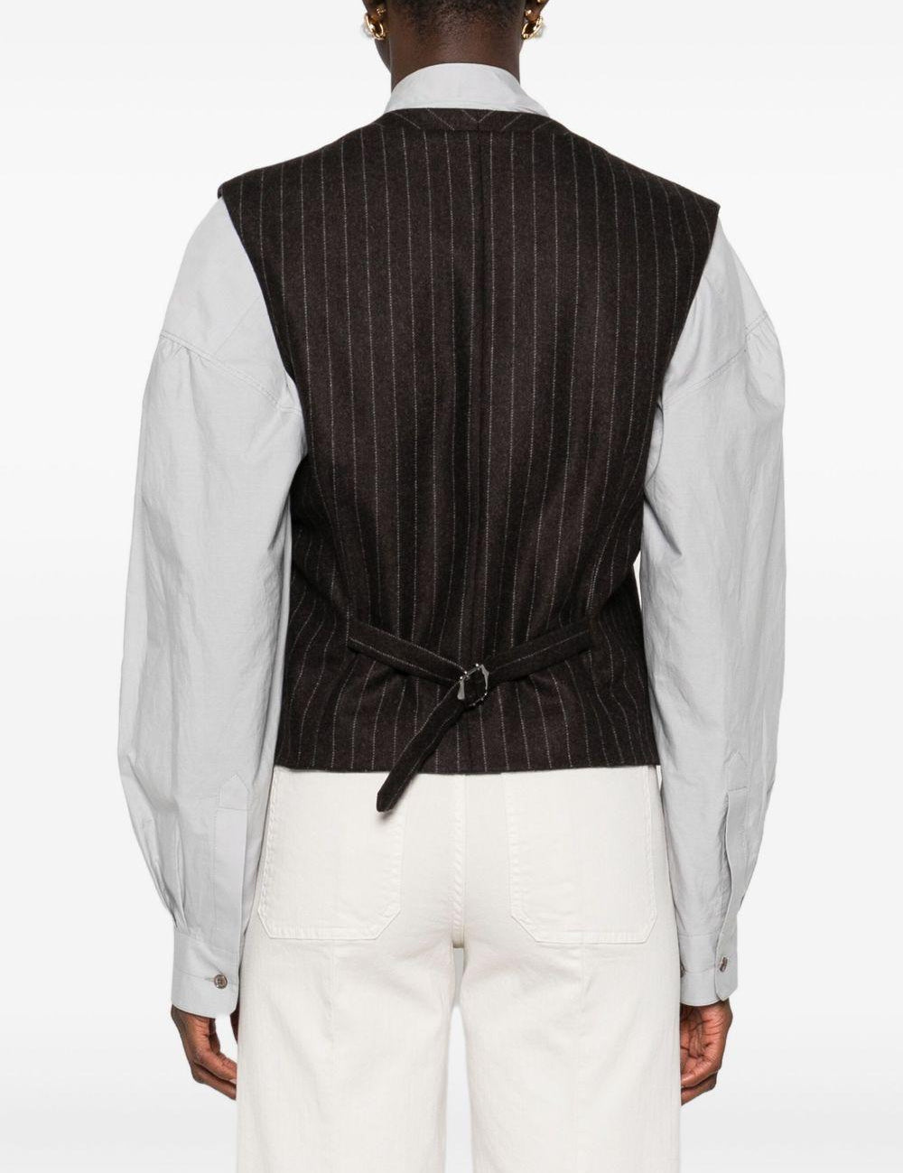 Gilet gessato con bottoni in marrone Blazé milano - donna 