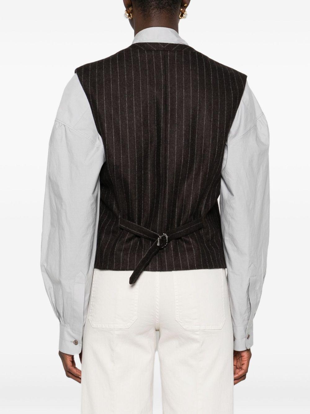 Gilet gessato con bottoni in marrone Blazé milano - donna 