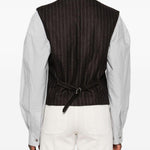 Gilet gessato con bottoni in marrone Blazé milano - donna 