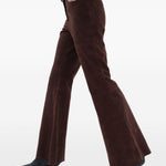 Pantaloni svasati in pelle scamosciata in marrone Remain - donna 