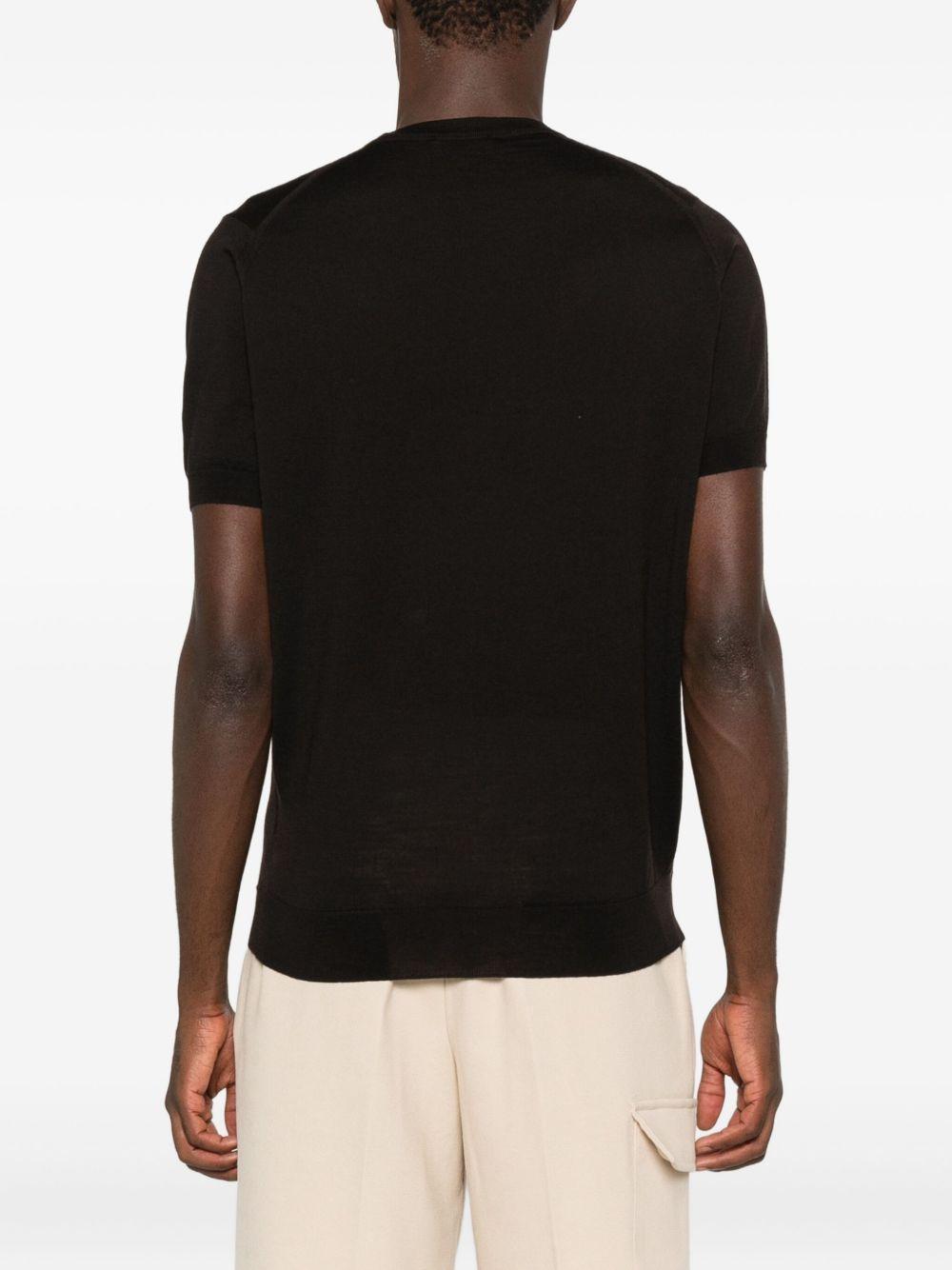 T-shirt in maglia marrone scuro John Smedley - uomo 