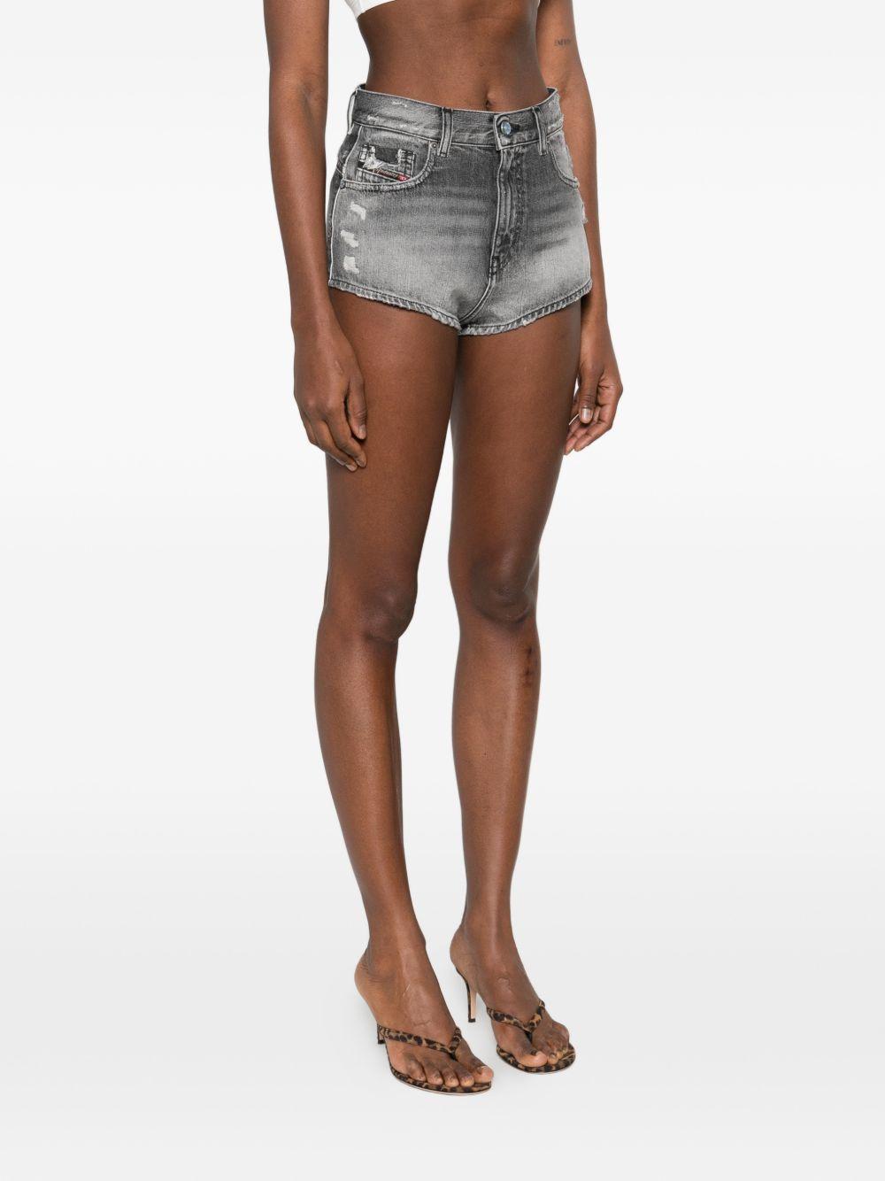 Shorts in denim con cut-out de-lunar in grigio Diesel - donna 
