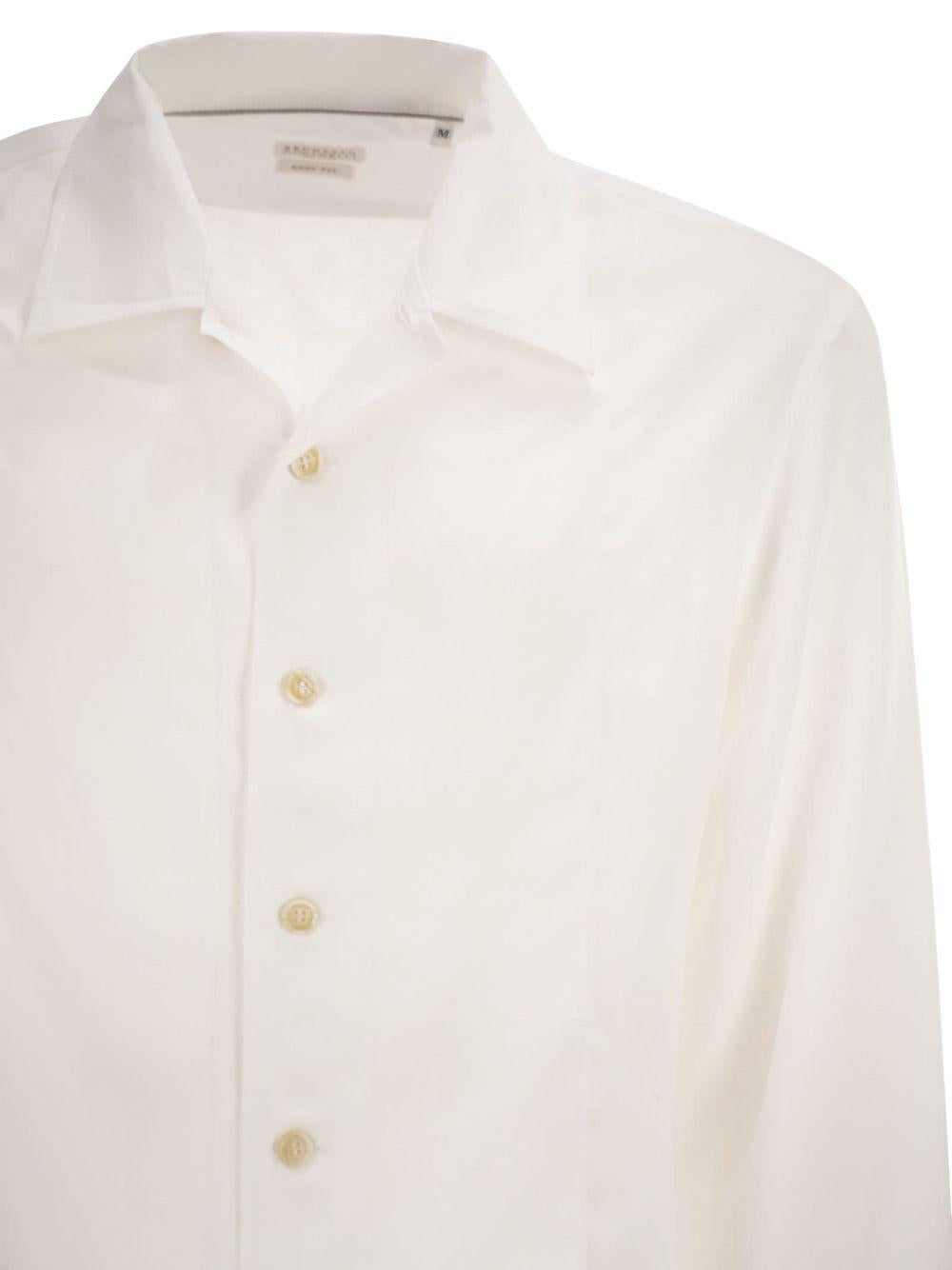 Camicia con colletto classico in bianco brunello cucinelli - uomo 
