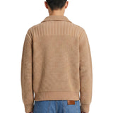 Cardigan in lana con bottoni camel 