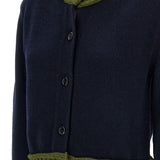 Cardigan con dettagli a contrasto in blu e verde 