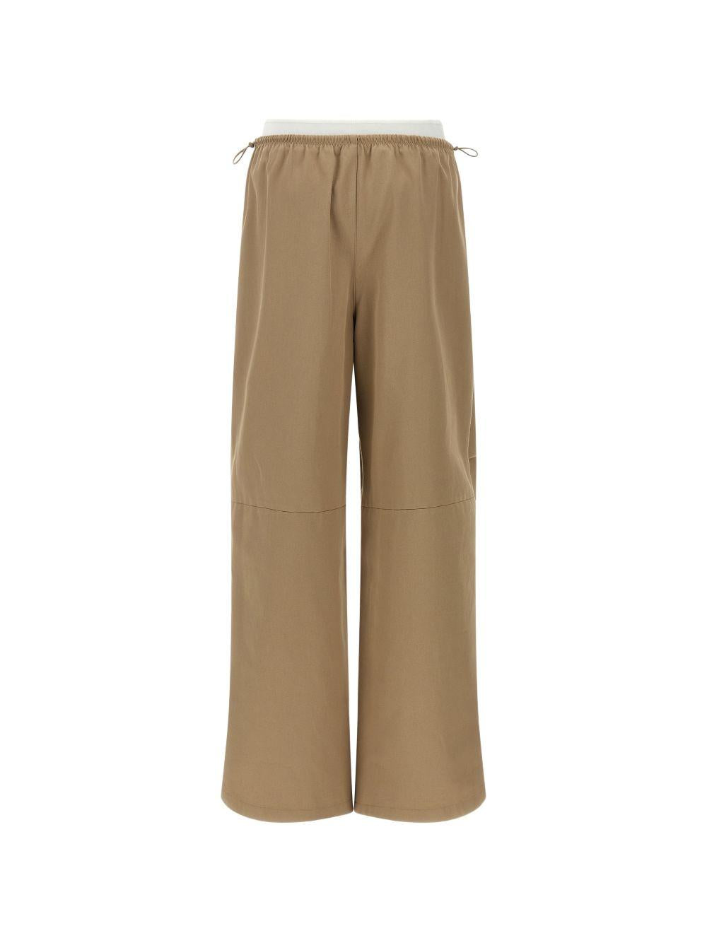 Pantaloni con cintura a doppio strato e logo in marrone Alexander wang - donna 