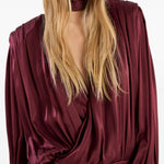 Abito mini con finitura satinata in bordeaux Rotate - donna 