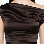 Abito con scollo drappeggiatto in marrone Staud - donna 