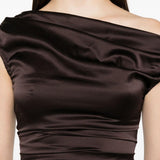 Abito con scollo drappeggiatto in marrone Staud - donna 