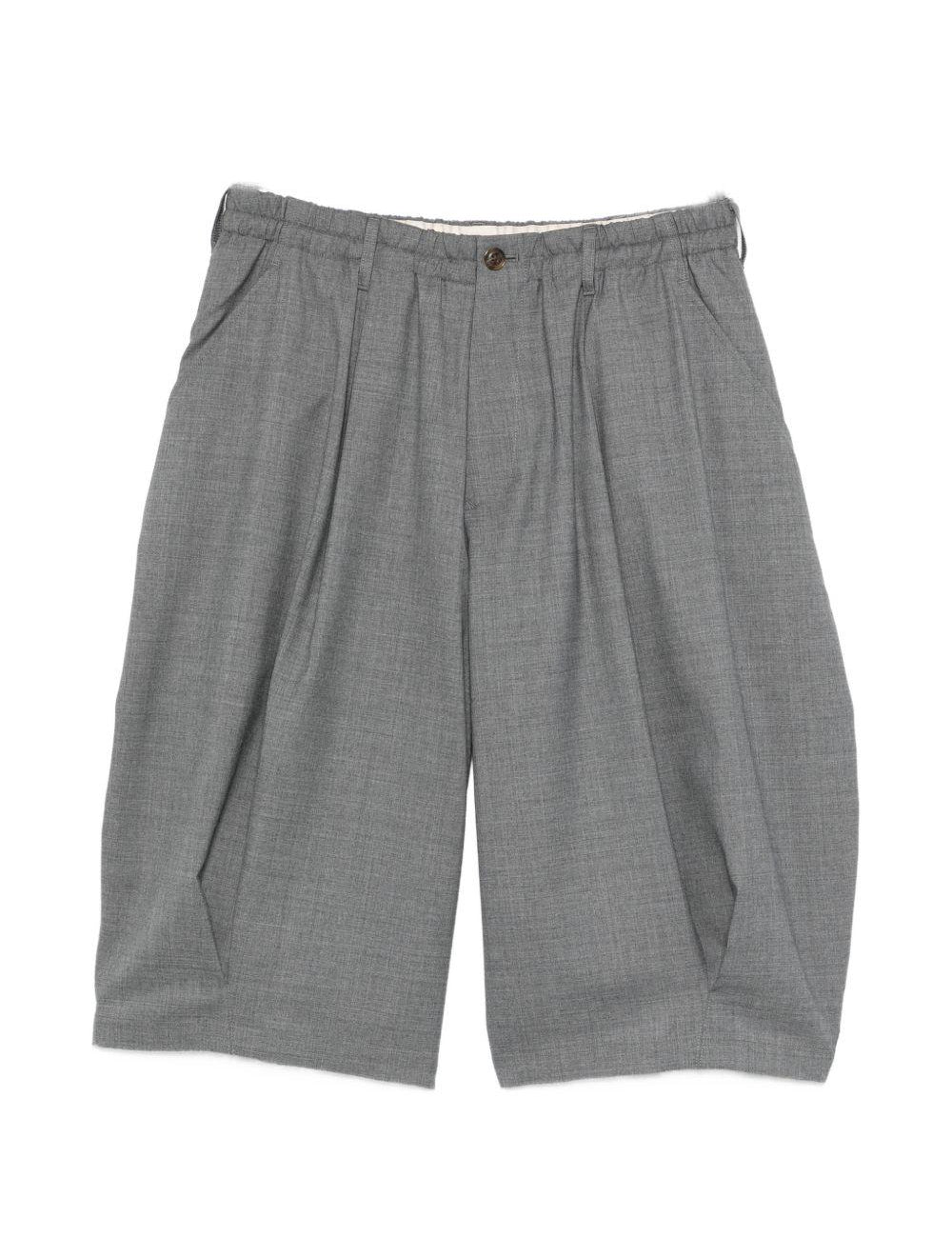 Pantaloncini su misura a pieghe in grigio Khoki - uomo 