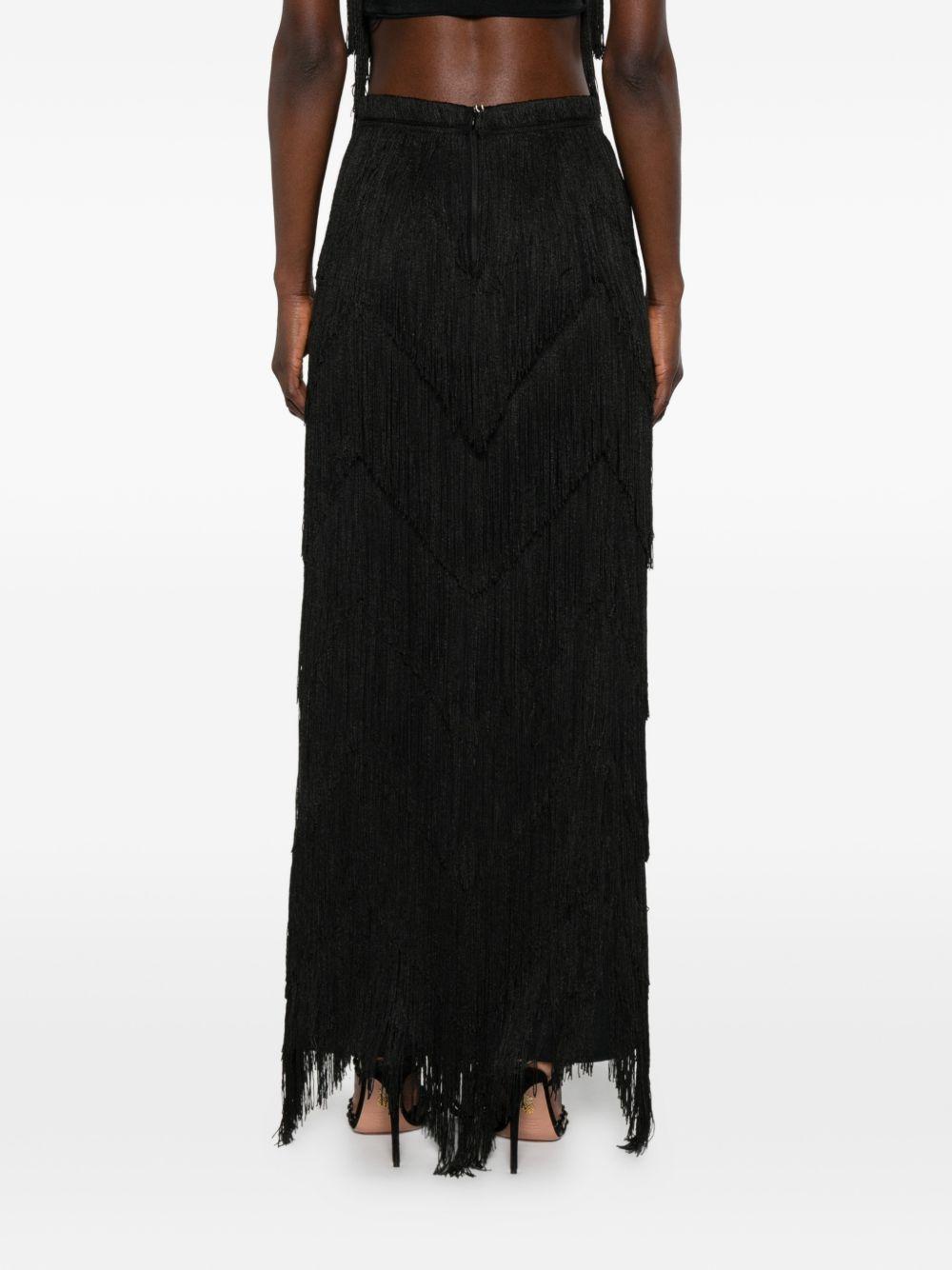 Gonna lunga con frange in nero Bless - donna 