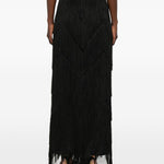 Gonna lunga con frange in nero Bless - donna 