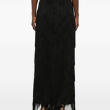 Gonna lunga con frange in nero Bless - donna 