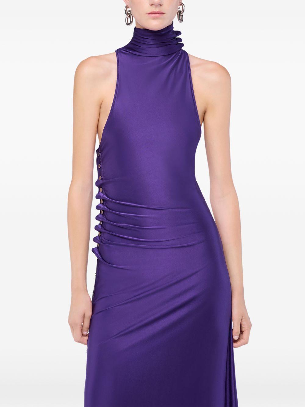 Abito midi con drappeggio in viola Rabanne - donna 