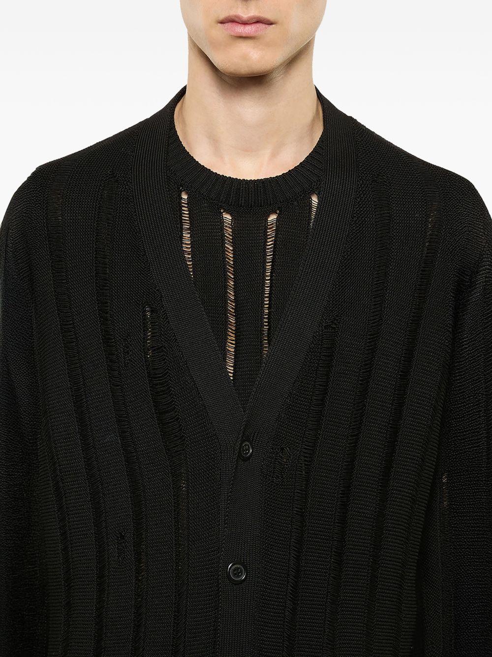 Cardigan effetto vissuto con bottoni in nero Laneus - uomo 