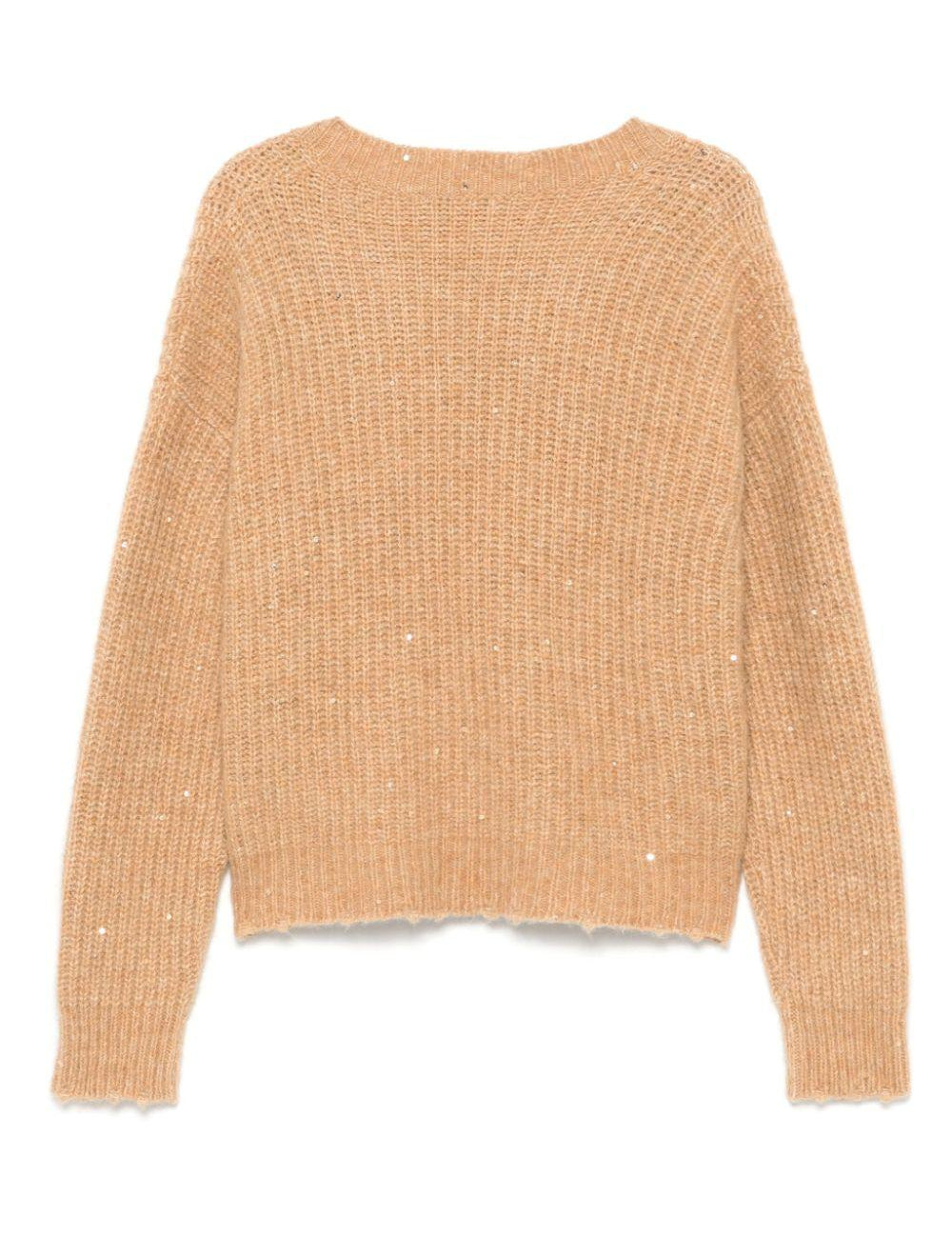 Maglione con paillettes in marrone Laneus - donna 