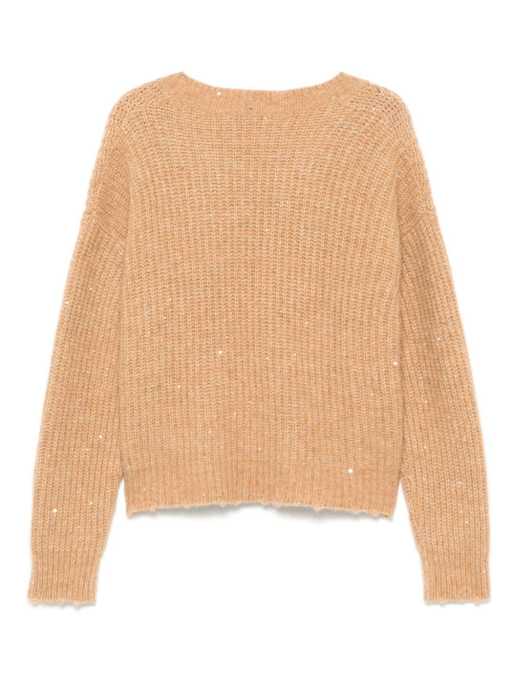 Maglione con paillettes in marrone Laneus - donna 