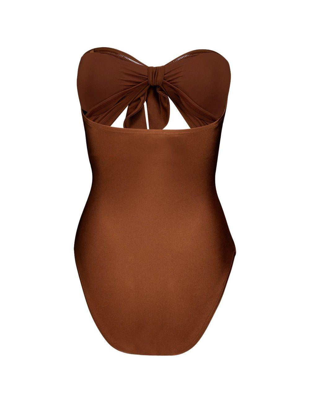 Costume da bagno con doppio fiocco Aster in marrone 