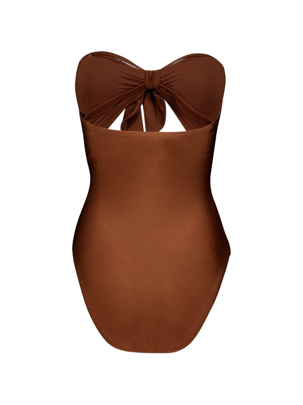 Costume da bagno con doppio fiocco Aster in marrone 