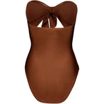 Costume da bagno con doppio fiocco Aster in marrone 