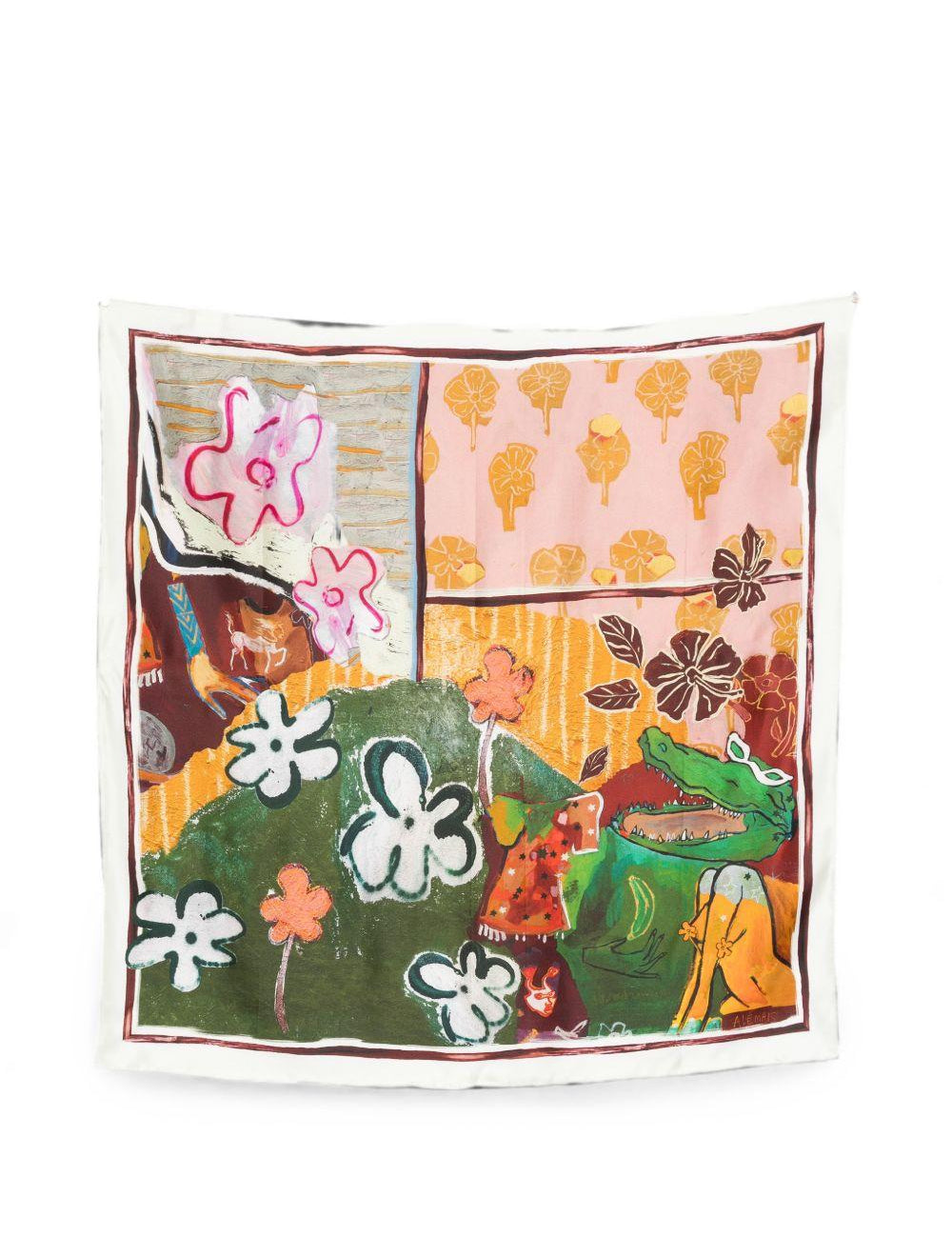 Foulard in seta con stampamulticolore 