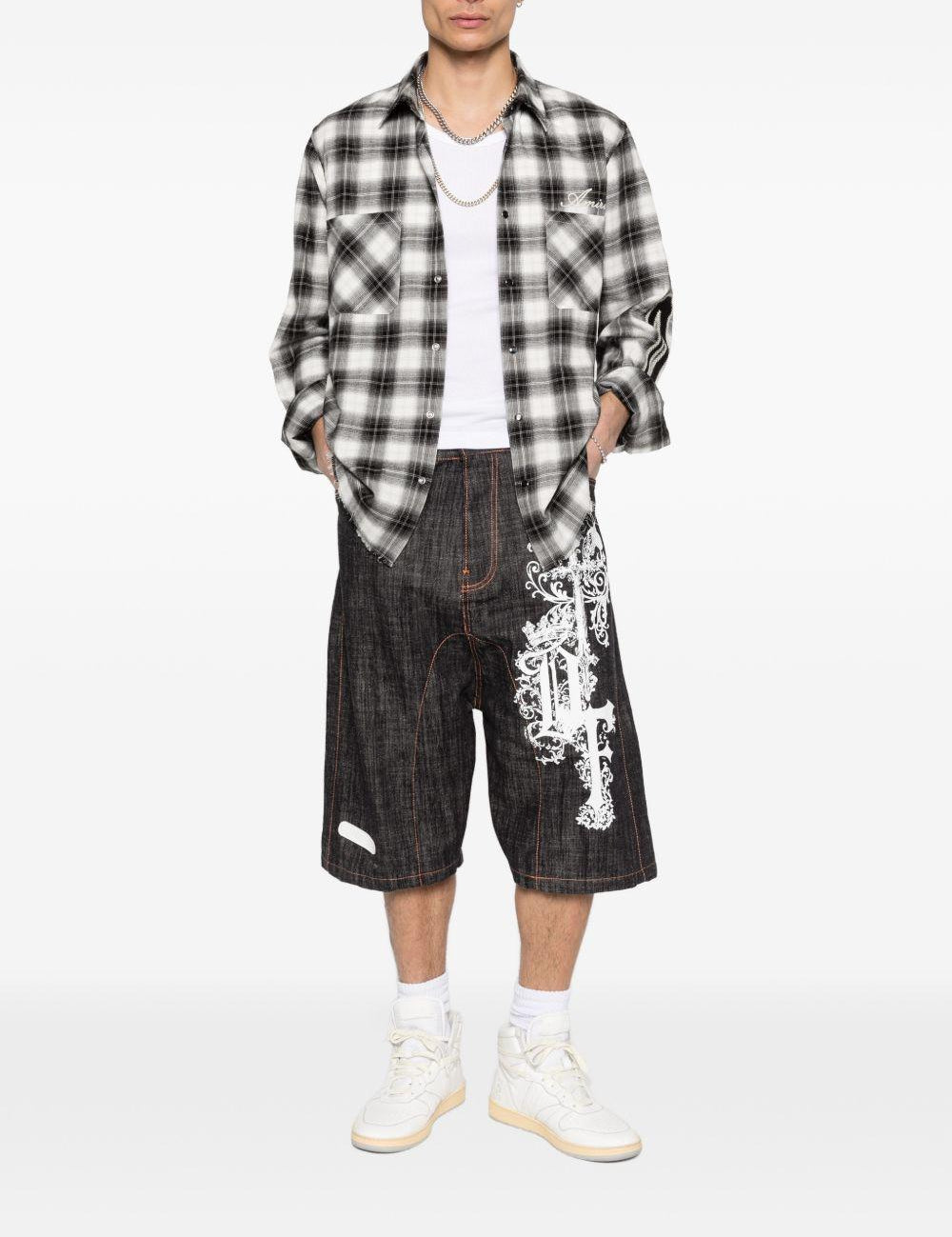 Shorts denim con stampa grafica in blu Pdf - uomo 