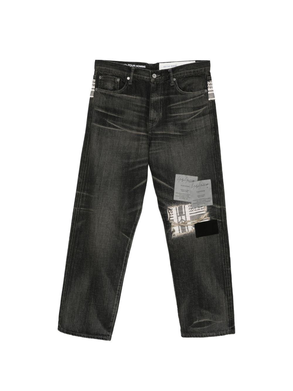 Jeans con patch savage in nero Yohji yamamoto - uomo<BR/> 