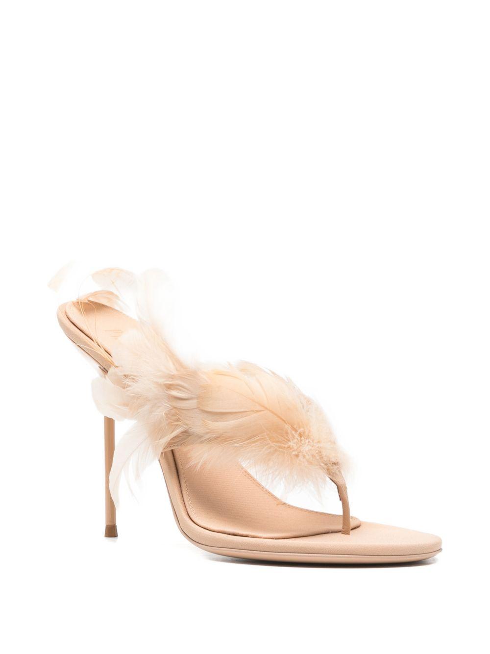 Mules Lidia coN piume 105MM in beige Paris texas - donna 