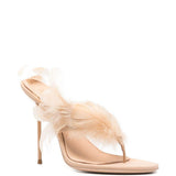 Mules Lidia coN piume 105MM in beige Paris texas - donna 