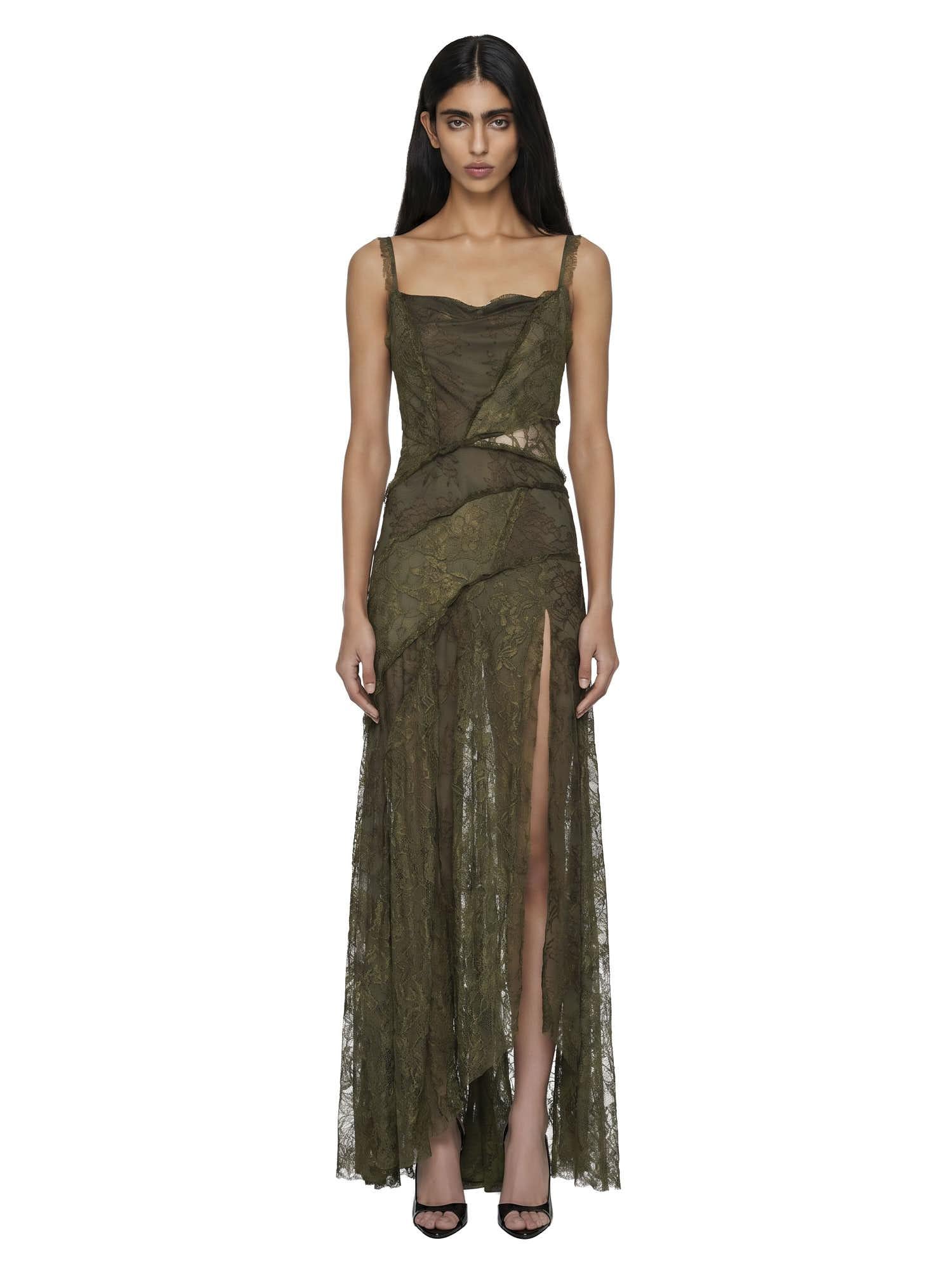 Abito con iserti in pizzo in verde kaki Blumarine - donna 