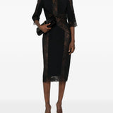Abito midi in pizzo floreale in nero Elie saab - donna 