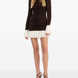Mini abito con design arricciato in marrone Rotate holiday - donna 