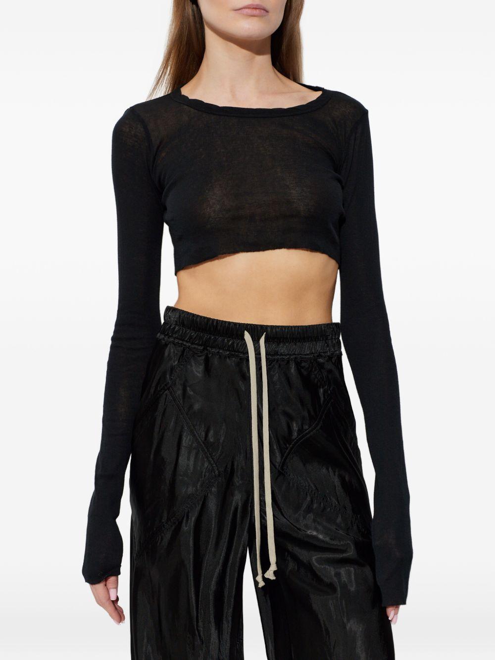 Top crop a maniche lunghe in nero Rick owens - donna 