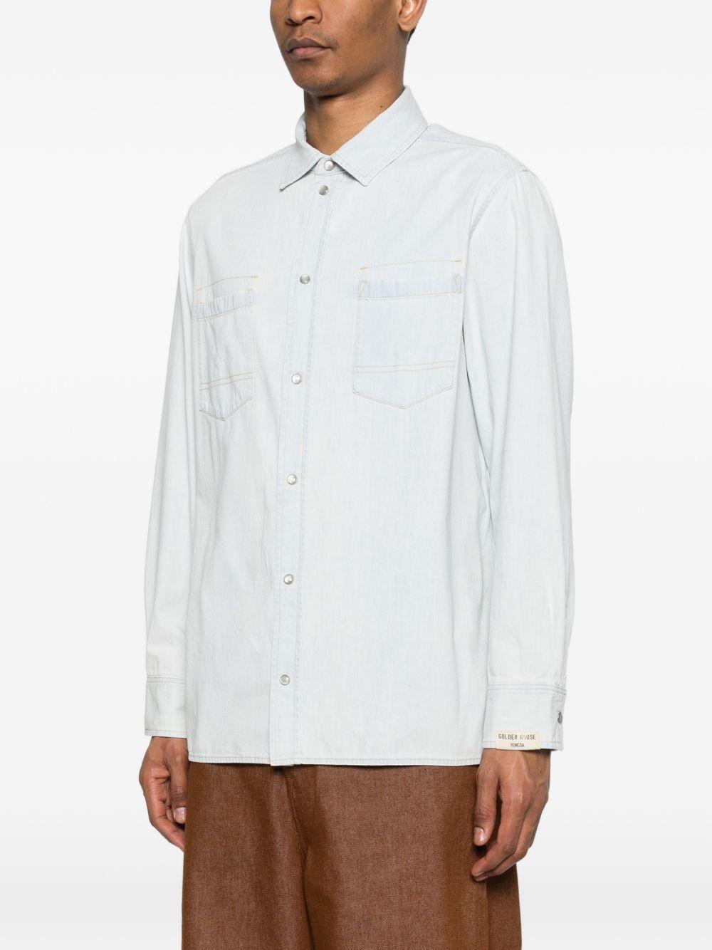 Camicia con taschino a toppa in blu Golden goose - uomo 
