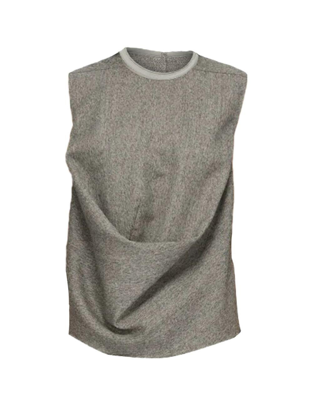 Top drappeggiato in jersey in grigio 
