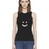 Canotta a coste con motivo smiley in nero Melitta Baumeister - donna 