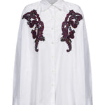 Camicia con ricami floreali 3D in bianco 
