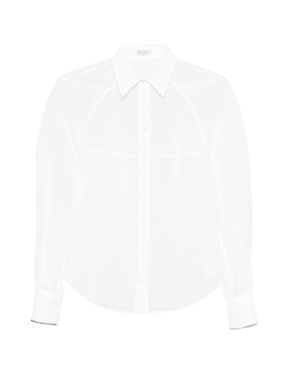 Camicia semi trasparente in bianco Brunello Cucinelli - donna 